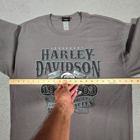 Harley Davidson Shirt Mens‎ XL Gray Skull Military Graphic Tee Biker Motorcycle - Picture 10 of 13